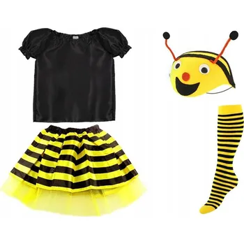 Karnevalový kostým KOSTÝM VČELKA, PŘEVLEK VČELY, OSY - SET SUKNĚ A ČEPICE, VELIKOST 98-110, 4 DÍLY