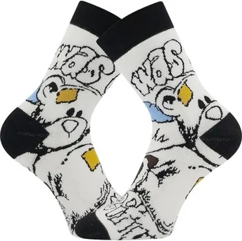 Dámské ponožky BOMA Ponožky dámské celofroté PRUHANA 13 s obrázkem MEDVÍDKA režné (1 pár) Barva: režná, Velikost: 39-42 (26-28)