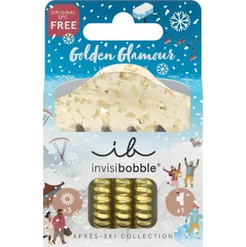 Módní doplněk Invisibobble Aprés-Ski Golden Glamour sada gumiček do vlasů se skřipcem Golden Glamour