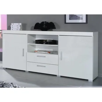 Ložnice Komoda KAIDEN, bílá/bílý lesk + vyzvednutí ZDARMA