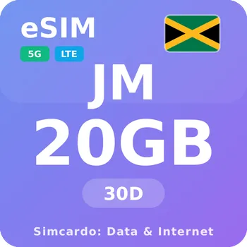 SIM karta Jamajka Mobilní Internet - eSIM 20GB 30 dní datová SIM karta