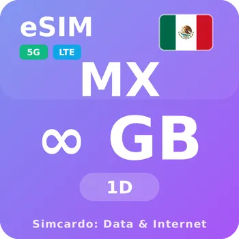 SIM karta Mexiko Neomezený Mobilní Internet - eSIM 1 dní datová SIM karta (esims_ULE_1D_MW_V2)