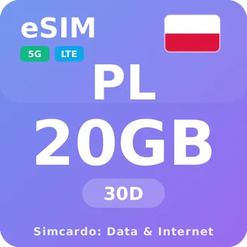 SIM karta Polsko Mobilní Internet - eSIM 20GB 30 dní datová SIM karta