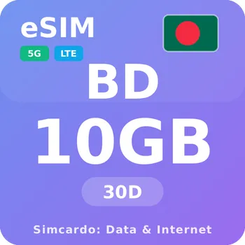 SIM karta Bangladéš Mobilní Internet - eSIM 10GB 30 dní datová SIM karta