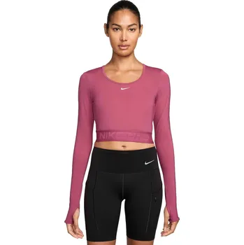 Dámské tréninkové triko s dlouhým rukávem NIKE-PRO W NP DF LS TOP GG SHINE SWEET BEET/RUSH MAROON/WHITE Růžová M