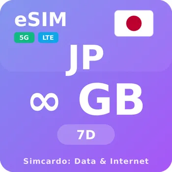 SIM karta Japonsko Neomezený Mobilní Internet - eSIM 7 dní datová SIM karta (esims_ULE_7D_JO_V2)