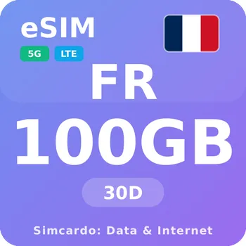 SIM karta Francie Mobilní Internet - eSIM 100GB 30 dní datová SIM karta