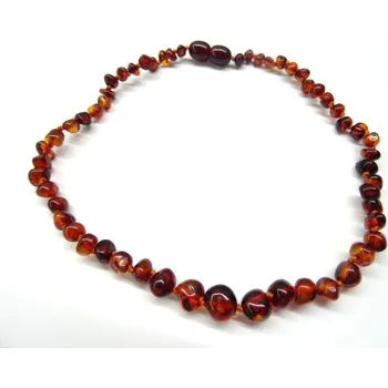Náhrdelník Prosperk Jantarové korálky pro větší děti - koňakové kuličky 38cm S0136