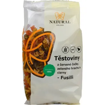 Těstoviny z červené čočky, zeleného hrachu a cizrny bez lepku - Fusilli - vřetena - ITÁLIE - Natural 250g
