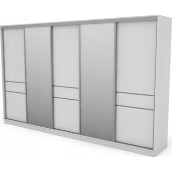Šatní skříň EMeblast Skříň Posuvné skříně 360 x 244 x 65 cm bílá skříň se zrcadlem