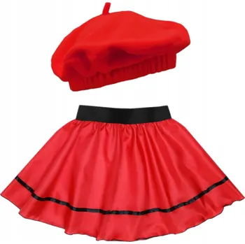 Karnevalový kostým SET PRO DÍVKU SUKNĚ BARET KOSTÝM JAHODA RAJČE S/M 2 díly