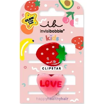 Ozdoba do vlasů Invisibobble Kids Clipstar Glow Frutti Strawberry svítící sponky do vlasů pro malé dobrodružky Frutti Strawberry