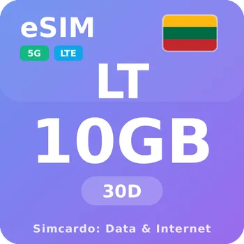 SIM karta Litva Mobilní Internet - eSIM 10GB 30 dní datová SIM karta
