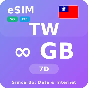 SIM karta Tchaj-wan Neomezený Mobilní Internet - eSIM 7 dní datová SIM karta (esims_ULE_7D_TT_V2)