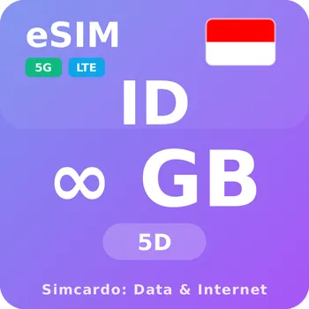 SIM karta Indonésie Neomezený Mobilní Internet - eSIM 5 dní datová SIM karta (esims_ULP_5D_IC_V2)