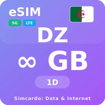 SIM karta Alžírsko Neomezený Mobilní Internet - eSIM 1 dní datová SIM karta