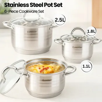 Sada nádobí Sada hrnců ELITEHOFF nerezová ocel 6 ks.