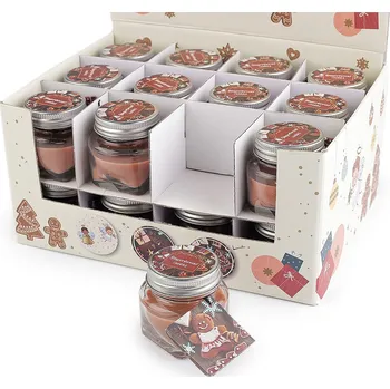 Svíčka Výprodej - Malá vánoční vonná svíčka ve skle s jmenovkou 28 g - Gingerbread cookies/šušenka Varianta: 33 (Gingerbread cookis) hnědá přírodní, Balení: 1 ks