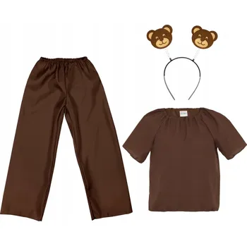 Karnevalový kostým KOSTÝM MEDVÍDEK PŘEVLEK ZA MEDVÍDKA KOSTÝM MEDVÍDEK ČELENKA MEDVÍDEK HNĚDÝ 116-128 3 dílků