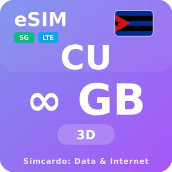 SIM karta Kuba Neomezený Mobilní Internet - eSIM 3 dní datová SIM karta (esims_ULP_3D_CR_V2)