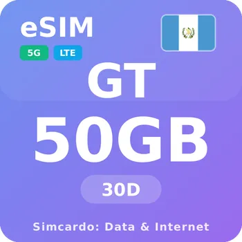 SIM karta Guatemala Mobilní Internet - eSIM 50GB 30 dní datová SIM karta
