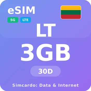SIM karta Litva Mobilní Internet - eSIM 3GB 30 dní datová SIM karta