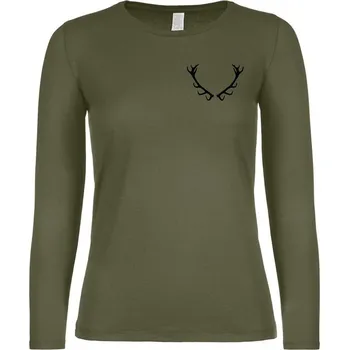 Dámské tričko Myslivecké Tričko dámské Parohy - dlouhý rukáv Velikost: 2XL