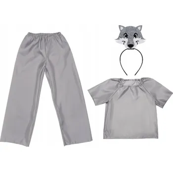 Karnevalový kostým KOSTÝM VLK KALHOTY HALENKA ČELENKA 116-128 4 díly