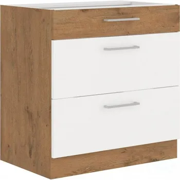 FALCO Kuchyňská dolní skříňka Vigo 80D3S dub lancelot/bílý lesk