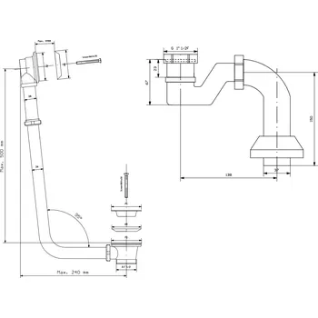 Sifon Polysan MODEL 12V vanová souprava pro vnější instalaci, řetízek, včetně sifonu, chrom ( 12V813151 ) 71687