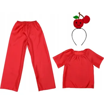 Karnevalový kostým VIŠEŇ KOSTÝM , KALHOTY, HALENKA, ČELENKA 134-140 4 ks