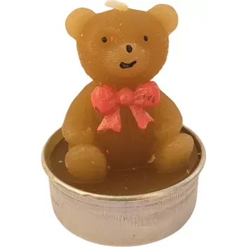 Svíčka Accentra Dárková čajová svíčka v kalíšku Medvídek s Mašlí