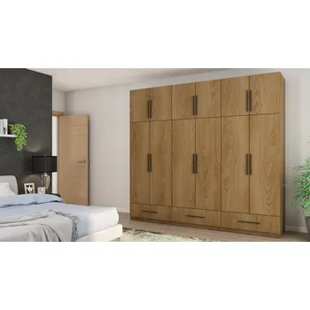 Šatní skříň Skříň eMeblast Bílá Výklopná 3 Zásuvky se zrcadlem 260x240x56 cm