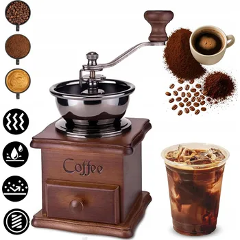Kuchyňský mlýnek DŘEVĚNÝ RUČNÍ MLÝNEK NA KÁVU – RUČNÍ STROJEK NA MLETÍ KÁVOVÝCH ZRN