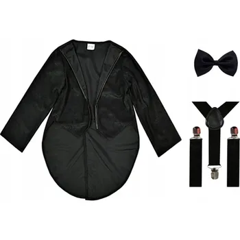 Karnevalový kostým SLAVNOSTNÍ OBLEK ŠLE FRAK MOTÝLEK 134-140 3 díly