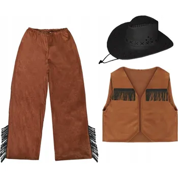 Karnevalový kostým KOSTÝM ŠERIF KOVBOJ VESTA KLOBOUK 98-110 3e