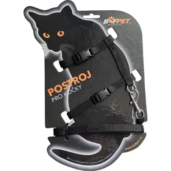 BAFPET Set CAT kšír + vodítko Barva: Černá, Rozměr: 120cm /OK 19-26cm, OH 24-37cm/ 20410J