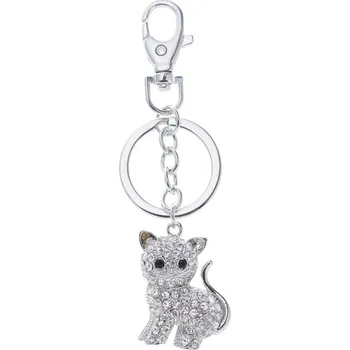 Přívěsek na klíče stříbrná kočka