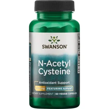 Swanson N-Acetyl Cysteine + AjiPure Doplněk stravy s antioxidanty 60 ks, vegetariánská kapsle, 600 mg