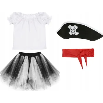 Karnevalový kostým KOSTÝM PIRÁTKA HALENKA SUKNĚ PÁS 134-140 4 díly