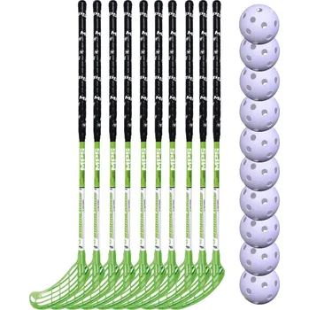 Florbal MPS Boomerang 30 set Florbalový set (13 -15 let) zelená / černá, 95cm (=105cm), 3x levá + 7x pravá, (13 - 18 let)