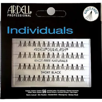 Umělé řasy Ardell Individuals Duralash Knot-Free Naturals Short krátké trsové nalepovací řasy bez uzlíku 56 ks, Černá