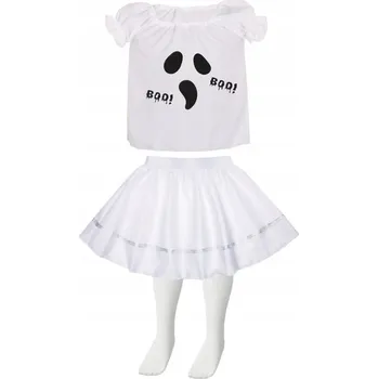 Karnevalový kostým KOSTÝM DUCH HALLOWEEN HALENKA SUKNĚ KOSTÝM DUCHA DĚTSKÝ 98-110 3 díly