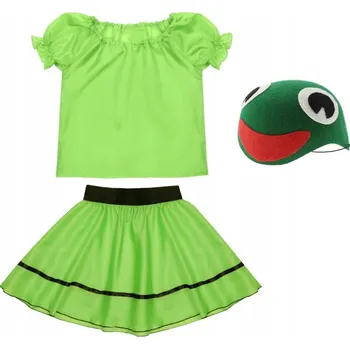 Karnevalový kostým KOSTÝM ŽABIČKA ŽABÍ KOSTÝM PLES JARO ZVÍŘÁTKA SUKNĚ ČEPICE 98-110