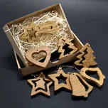 AMADEA Vánoční set 8 dřevěných ozdob z masivu + krabička