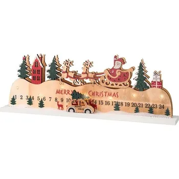 Vánoční dekorace Vánoční dekorace adventní kalendář s autíčkem a LED osvětlením, 5x38x13 cm