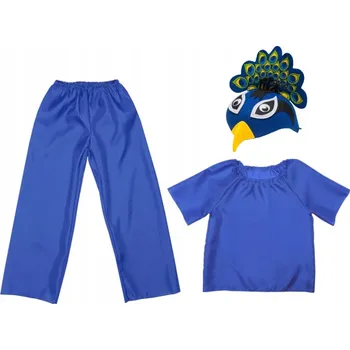 Karnevalový kostým KOSTÝM PAVÍ PÁV KALHOTY HALENKA ČEPICE 98-110 3 dílků