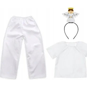 Karnevalový kostým KOSTÝM ANDÍLEK, ANDĚLSKÝ KOSTÝM, BETLÉM, SET: KALHOTY, ČELENKA, VELIKOST 134-140, 4 DÍLY