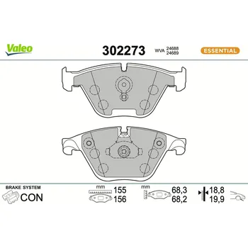 Brzdová destička Sada brzdových destiček, kotoučová brzda VALEO 302273