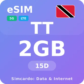 SIM karta Trinidad a Tobago Mobilní Internet - eSIM 2GB 15 dní datová SIM karta